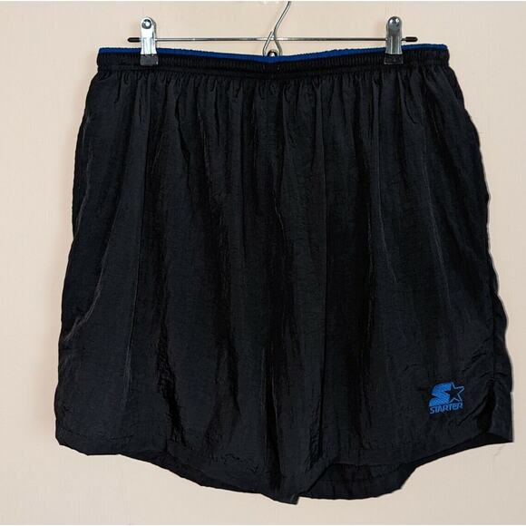 Starter Mens XL Vintage Blue Spell Out Mesh-Lined 100% Nylon Swimming Trunks NWT - Picture 2 of 8